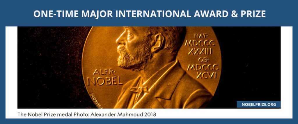 ONE-TIME MAJOR INTERNATIONAL AWARD & PRIZE 榮獲過一次國際知名大獎 eng