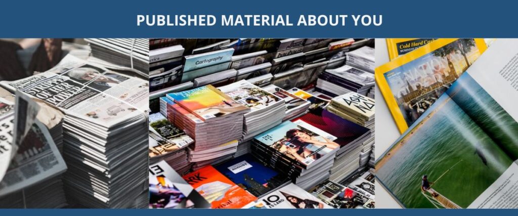 PUBLISHED MATERIAL ABOUT YOU 成就曾被媒體報導過 books and magazines