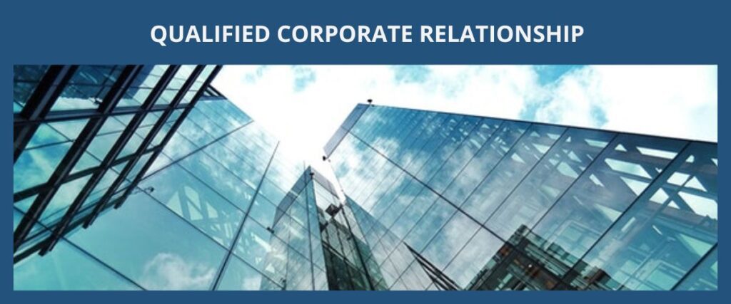 QUALIFIED CORPORATE RELATIONSHIP 美國公司和海外公司有符合條件資格的關係 eng