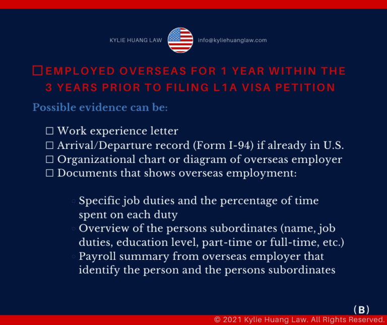 L1B Visa Checklist (Specialized Knowledge) Kylie Huang Law