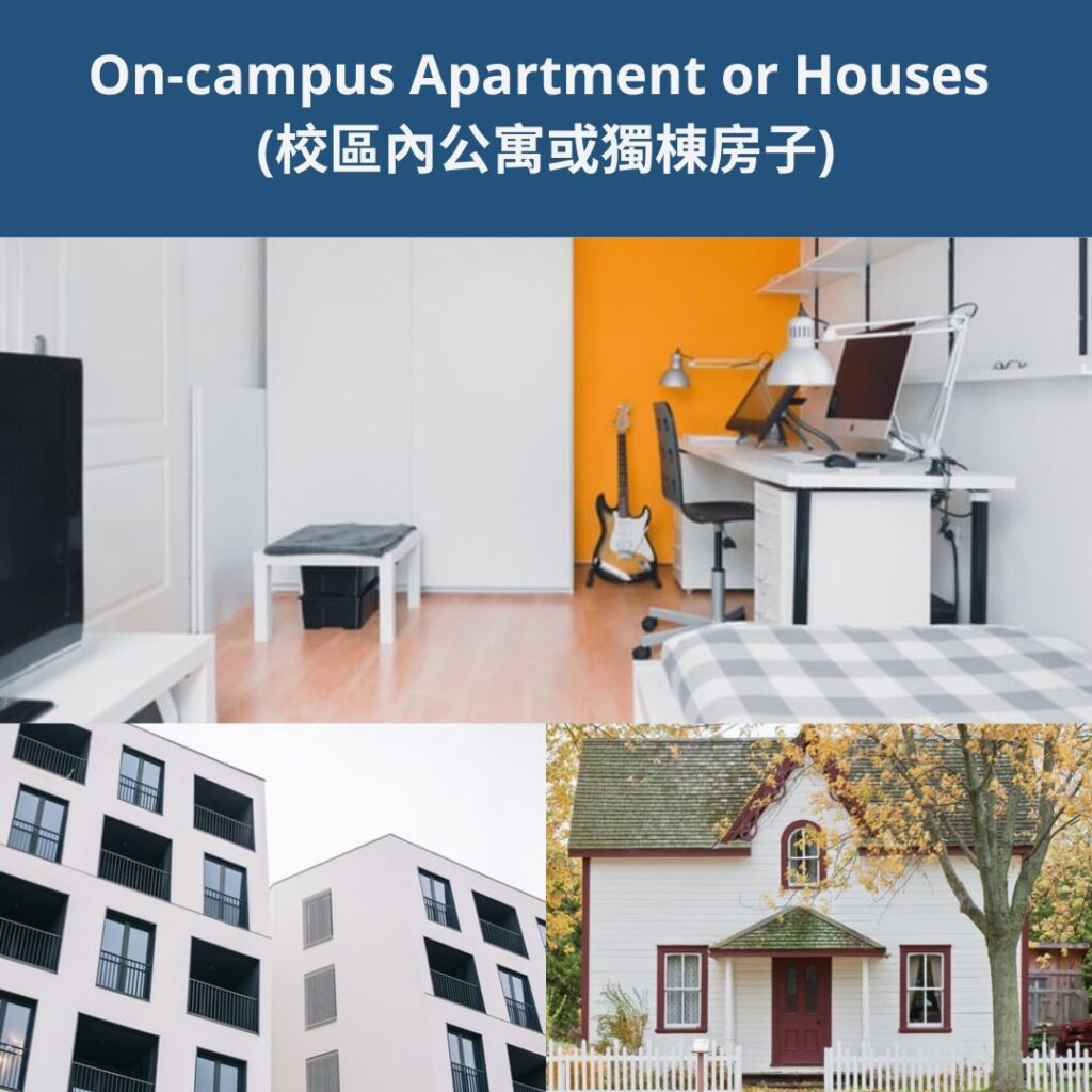 On-campus Apartment or Houses (校區內公寓或獨棟房子) A Checklist of Things that an International Student Should Prepare Before Coming to the U.S. 3