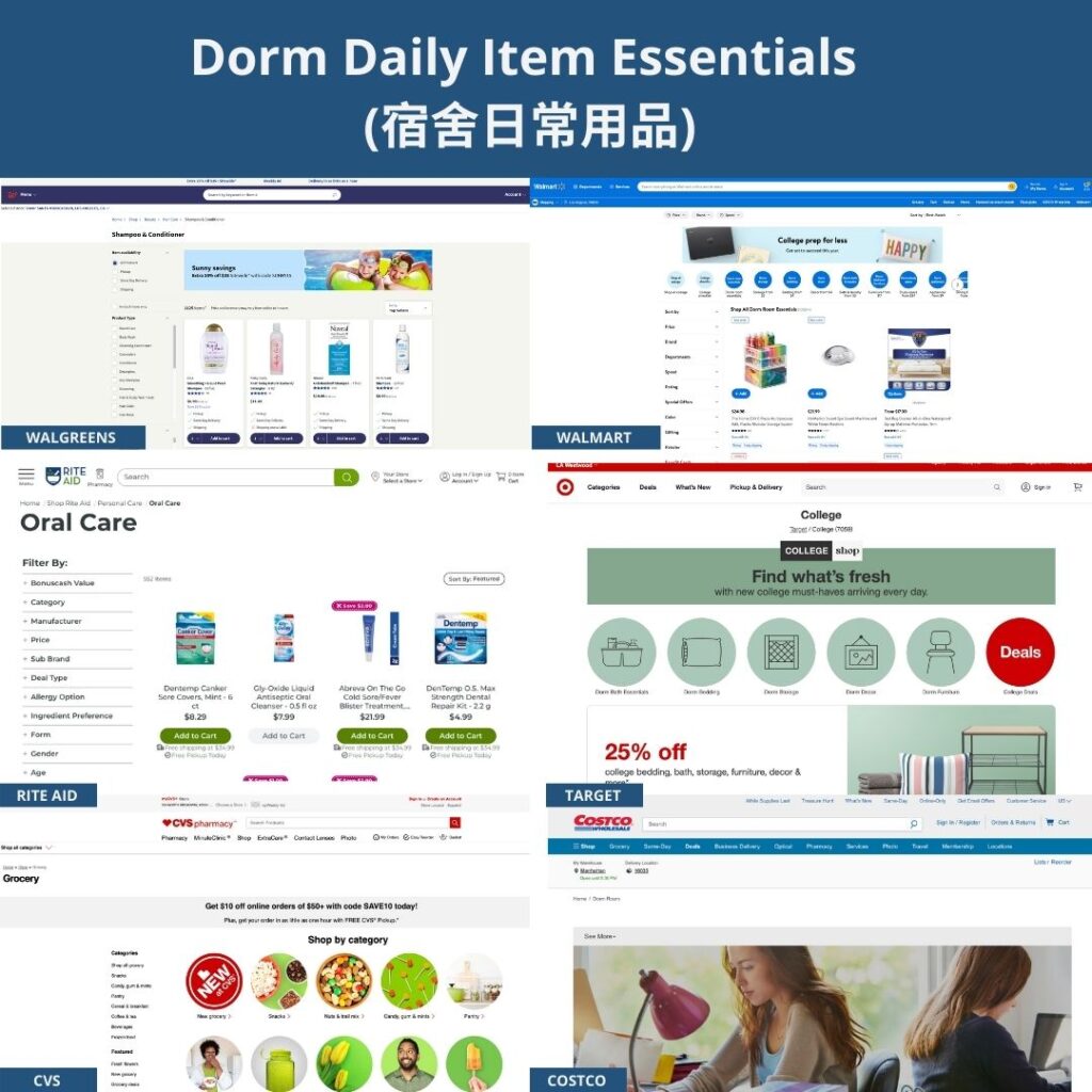 Dorm Daily Item Essentials (宿舍日常用品) A Checklist of Things that an International Student Would Need After Arriving to the U.S. 1