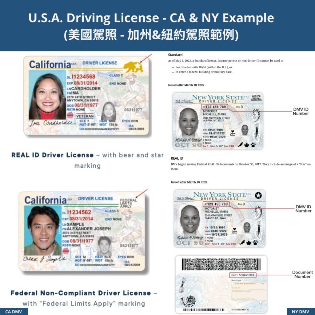 U.S.A. Driving License - CA & NY Example (美國駕照 - 加州&紐約駕照範例) A Checklist of Things that an International Student Would Need After Arriving to the U.S. 3