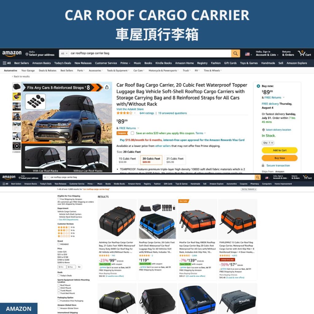 CAR ROOF CARGO CARRIER 車屋頂行李箱